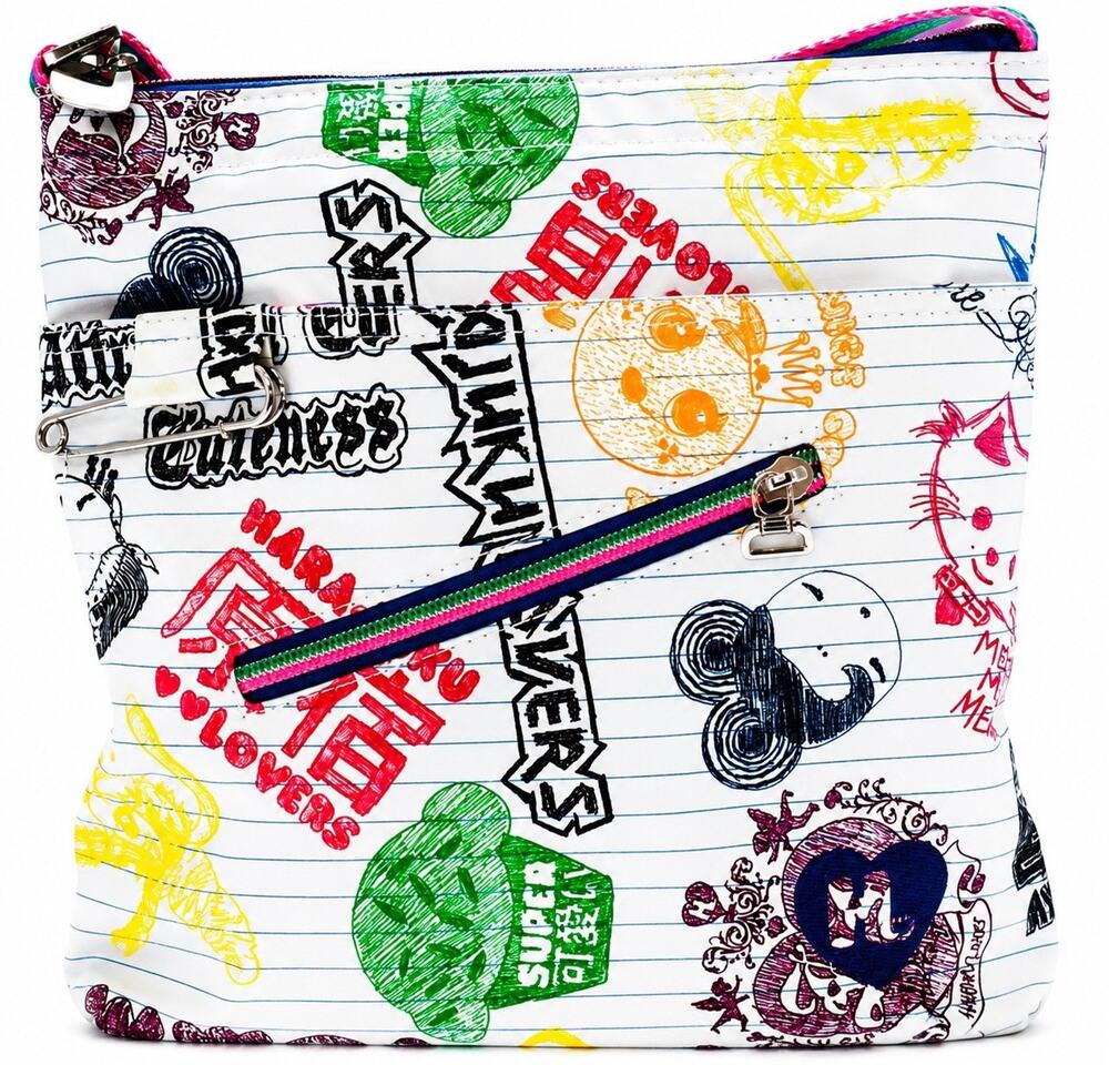Harajuku Lovers Graffiti Crossbody Bag Multicolor Handbag Kawaii Y2K Adjustable